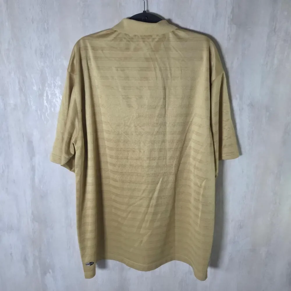 Adidas Polo Shirt Mens XL Beige Climalite Golf Tournament Striped Logo Top